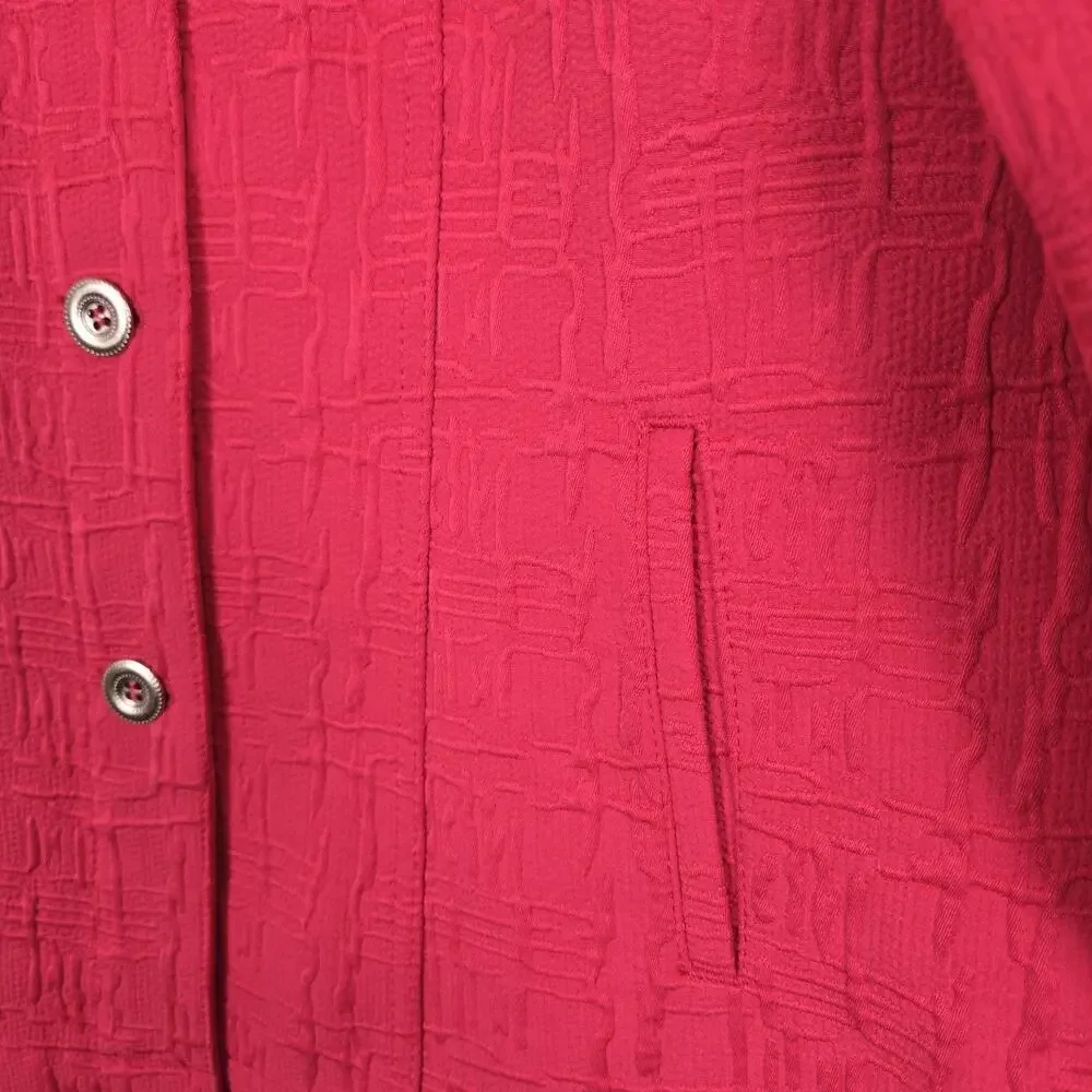 Hot Pink Geo Multicolor Back Jacket Additions By CHICOS Size 1 (M or 10) ARTSY